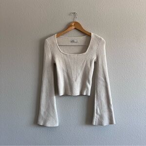 Abercrombie&Fitch Elegant Cream Ribbed Knit Top